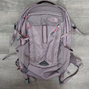 light purple north face backpack
